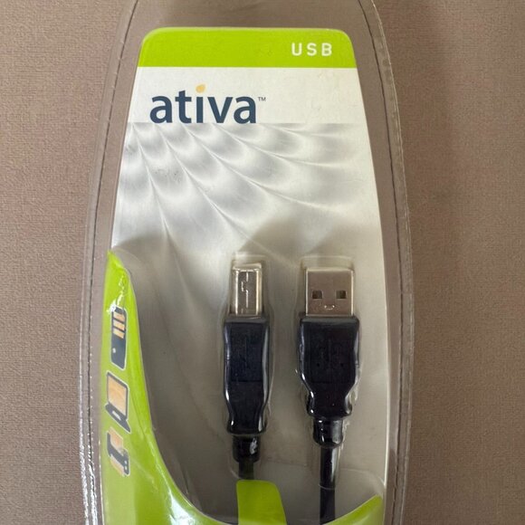 NEW Ativa USB 2.0 Cable 6ft, A to B Plug, Printer Scanner Cord, 480 Mbps - Picture 1 of 6